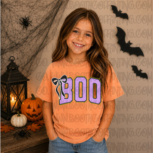 Curved Lace Boo With Bow- purple and green