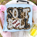 Softball Doodle Letters Polka Dot Cheetah Print-Black/Gray