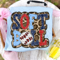 Softball Doodle Letters Polka Dot Cheetah Print-Red/Navy Blue/Carolina Blue