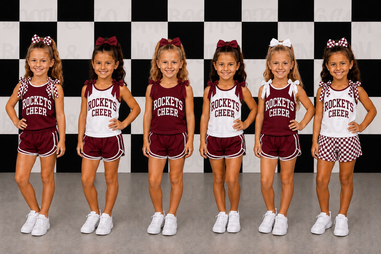 Rockets Cheer Bow Set- Maroon and White