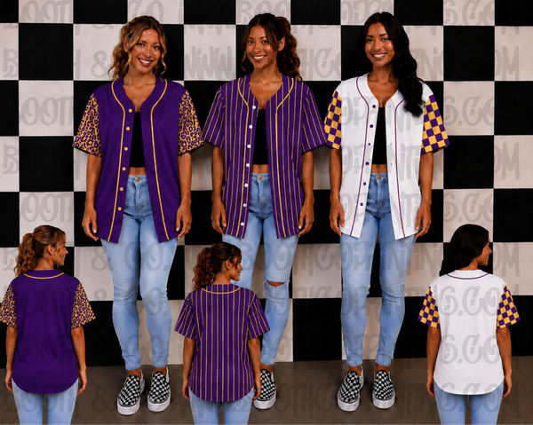 Blank Baseball Jersey- Purple & Gold