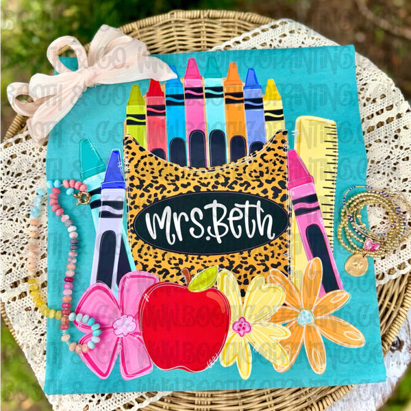 Leopard Crayon Box Name Plate