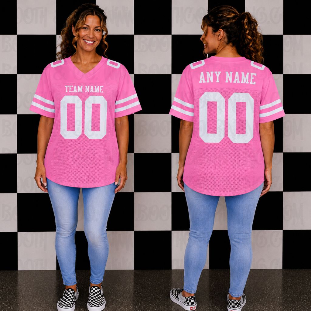 Blank Football Jerseys- Pink and White