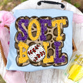 Softball Doodle Letters Polka Dot Cheetah Print-Purple/Gold