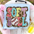 Softball Doodle Letters Polka Dot Cheetah Print-Colorful