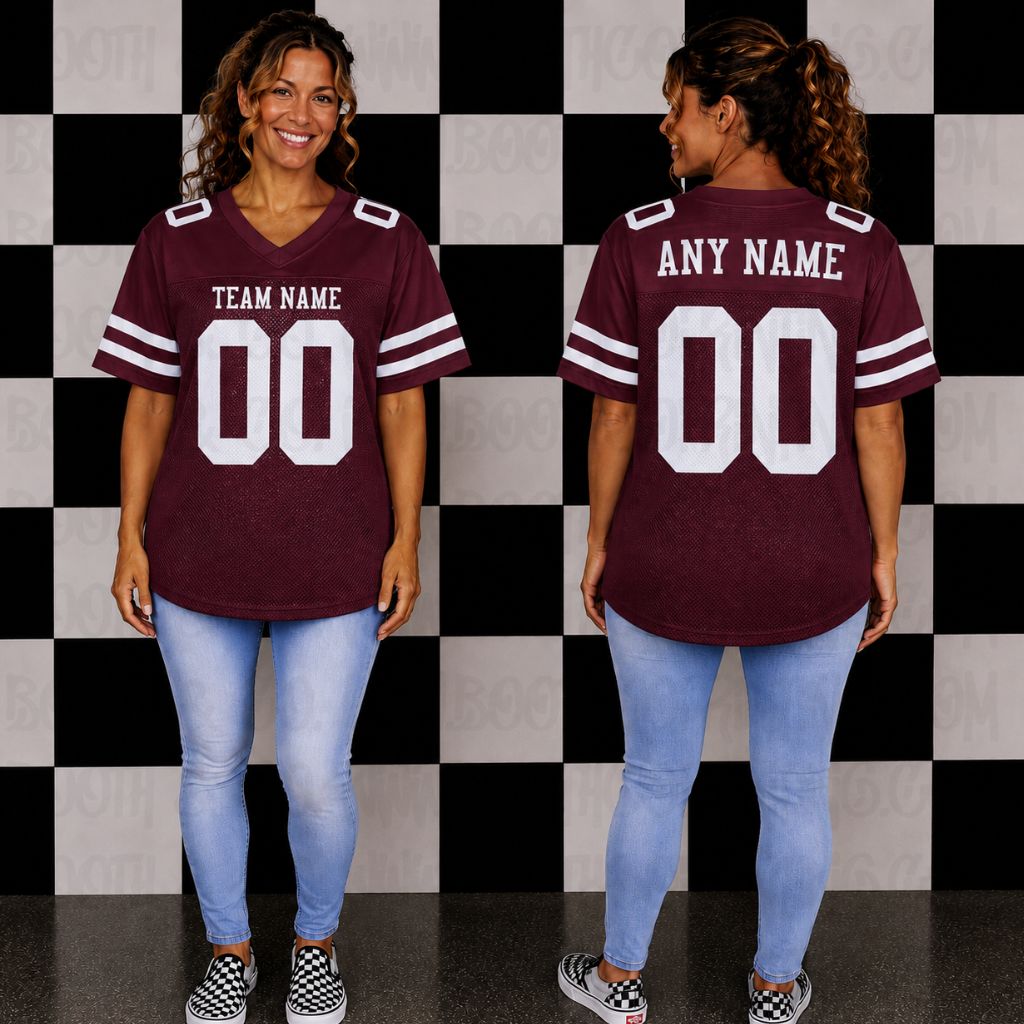 Blank Football Jerseys- Maroon and White