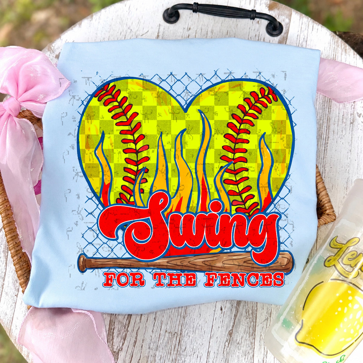 Swing For The Fence Softball Heart