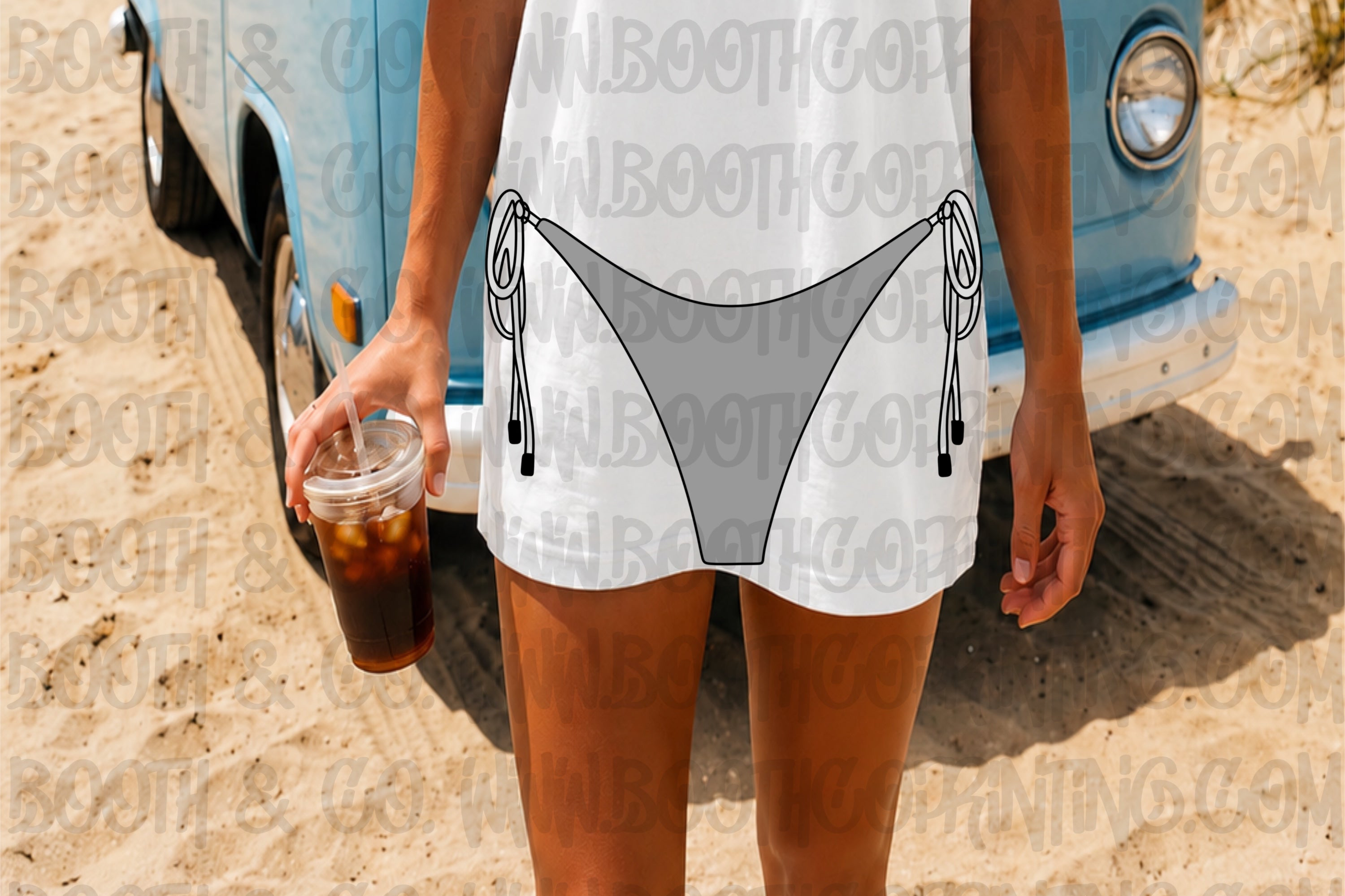 String Bikini Bottoms-Gray