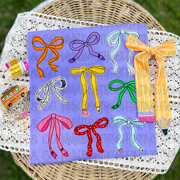 Hand Drawn Back to School Bows Coquette