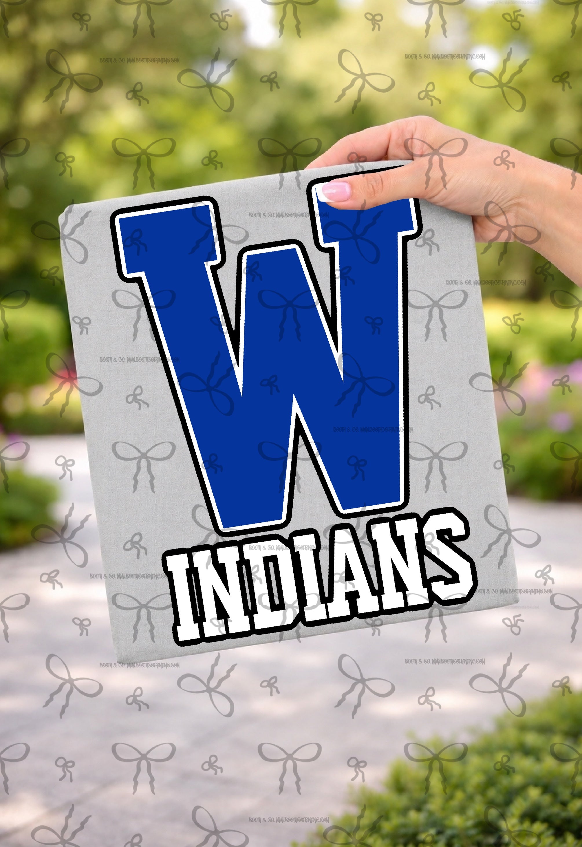 Letterman Sport Wording- Warrior W Indians (white)