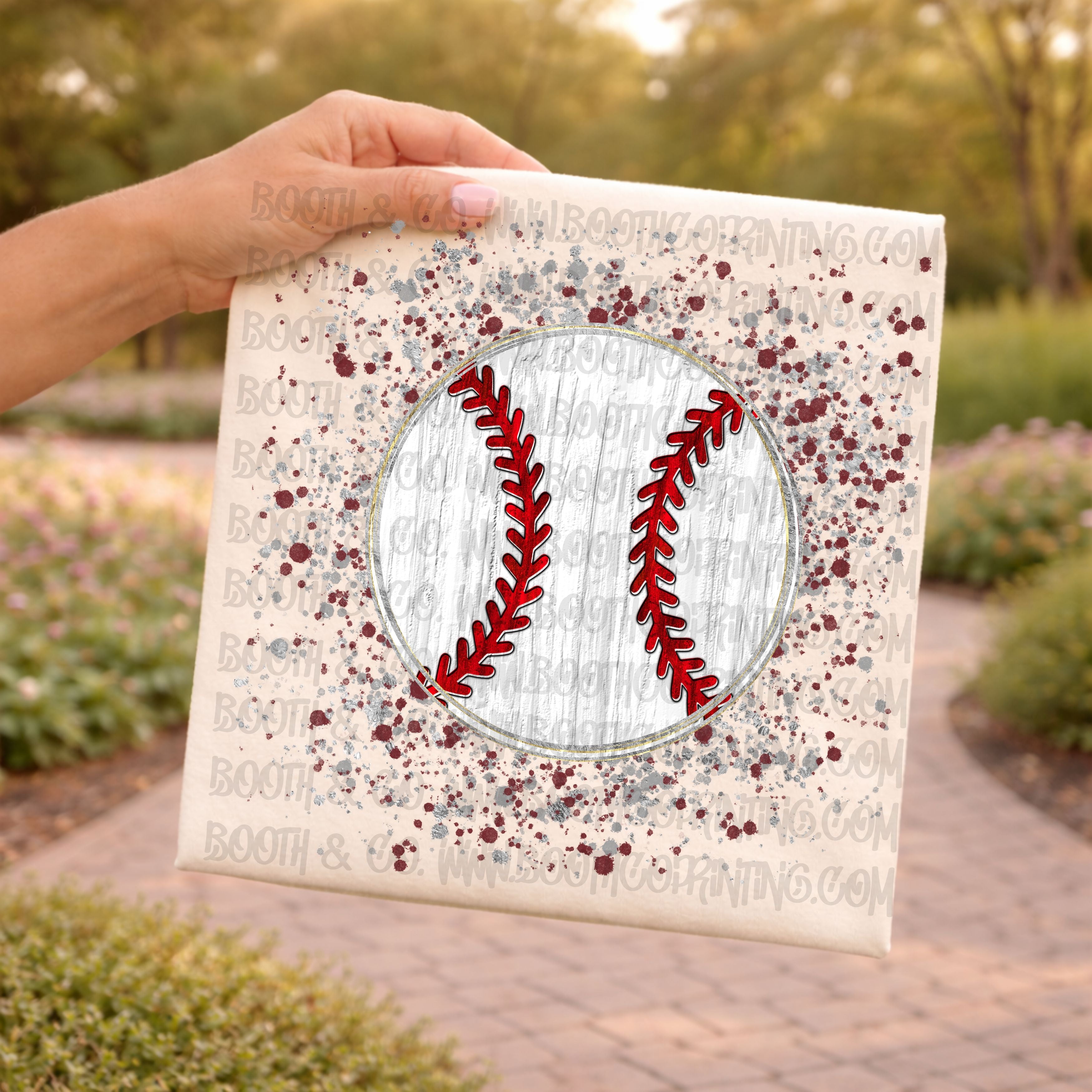 Splatter Baseball- Maroon, Grey, White