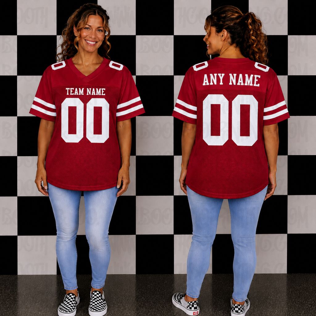 Blank Football Jerseys- Crimson and White