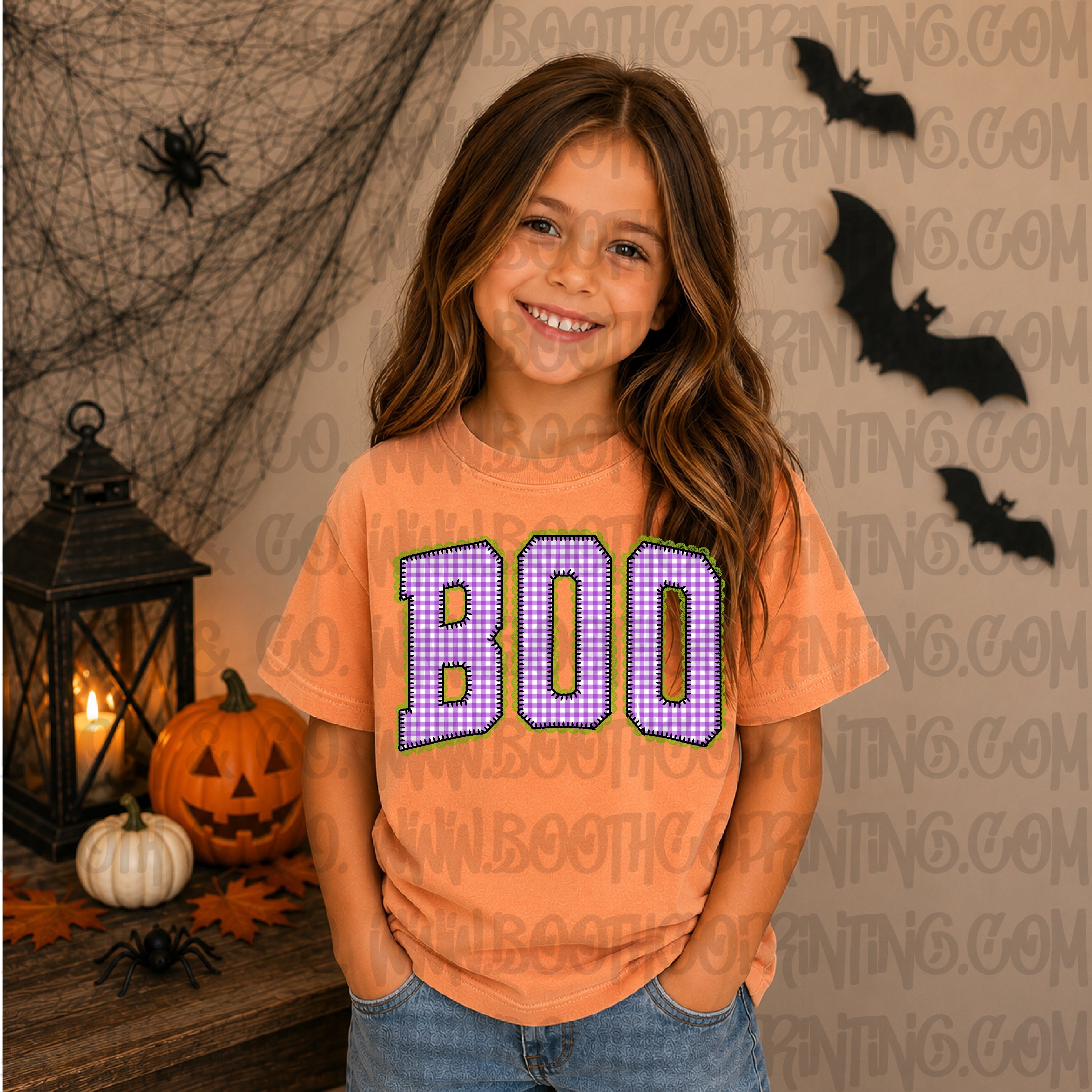 Curved Lace Boo No Bow- purple and green