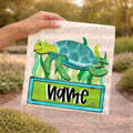Sea turtle with name patch