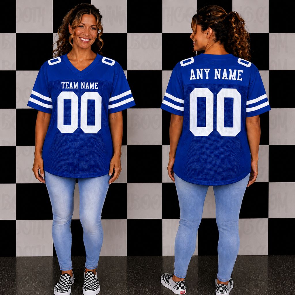 Blank Football Jerseys- Royal Blue and White