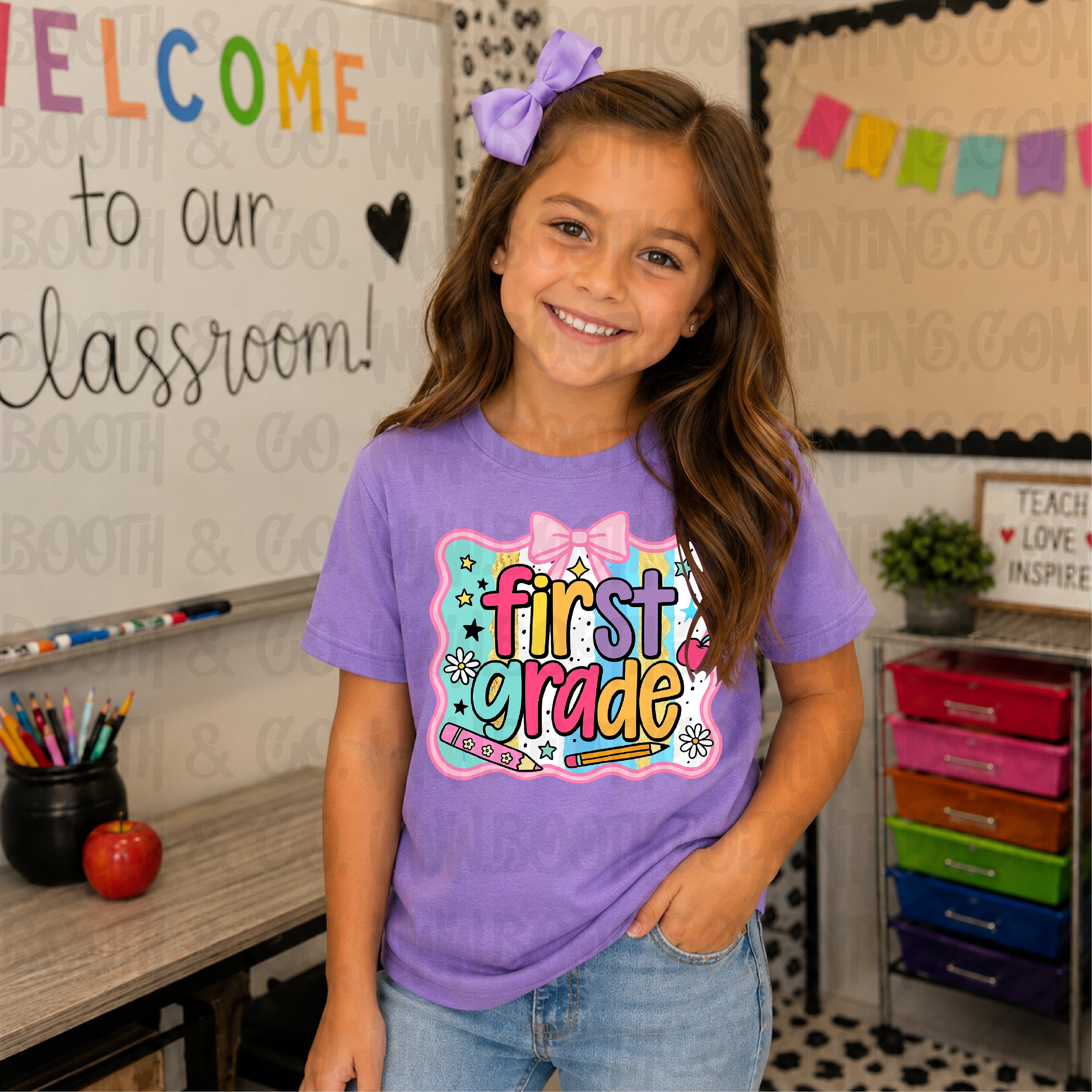 Brushstroke Preppy Bow Grade Plates- First Grade