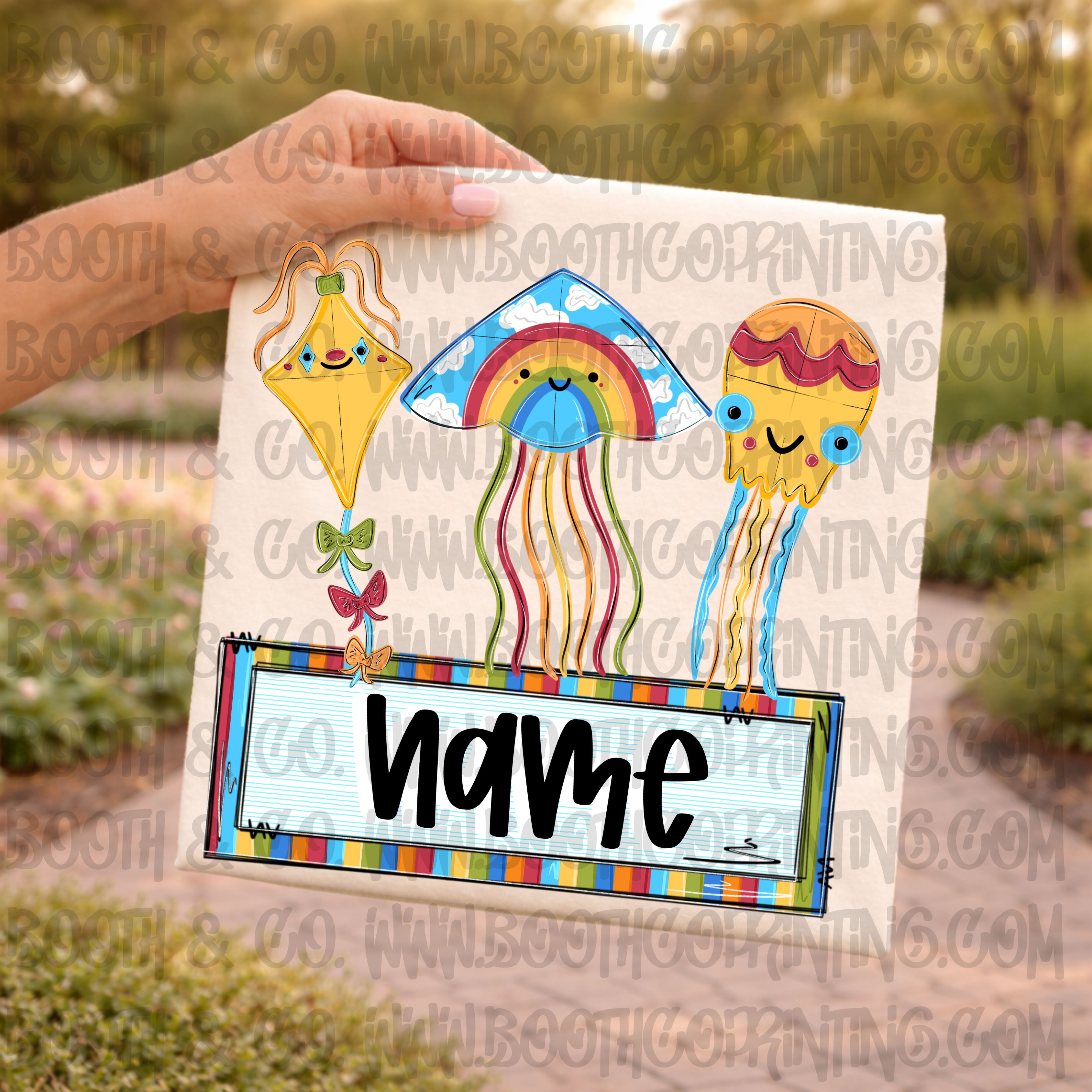 Kite trio with name patch