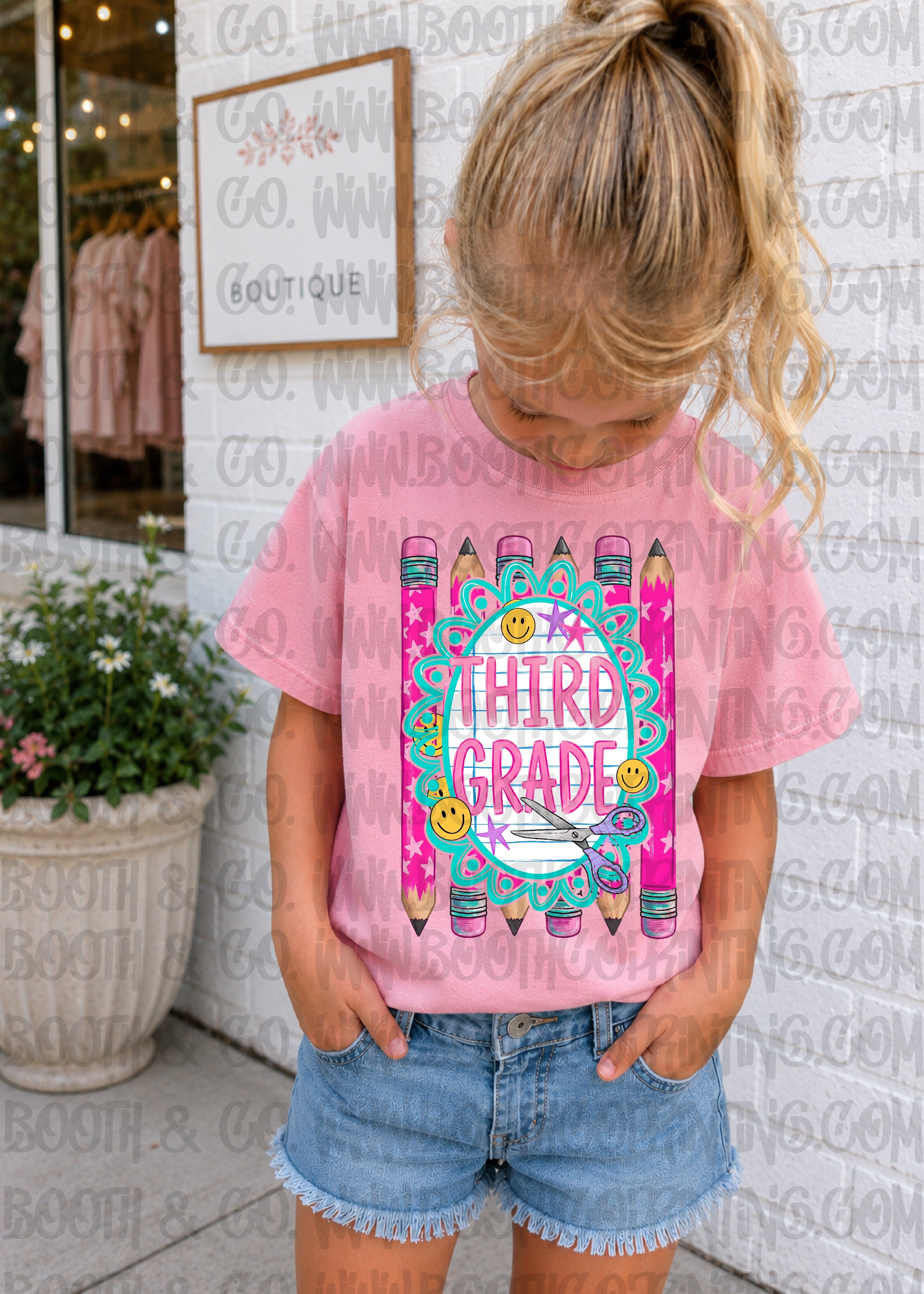 Preppy Pencil Grade Frames- Third Grade