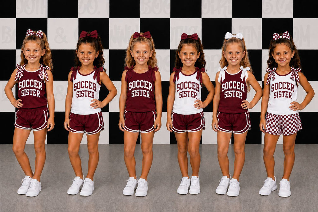 Soccer Sister Bow Set- Maroon and White