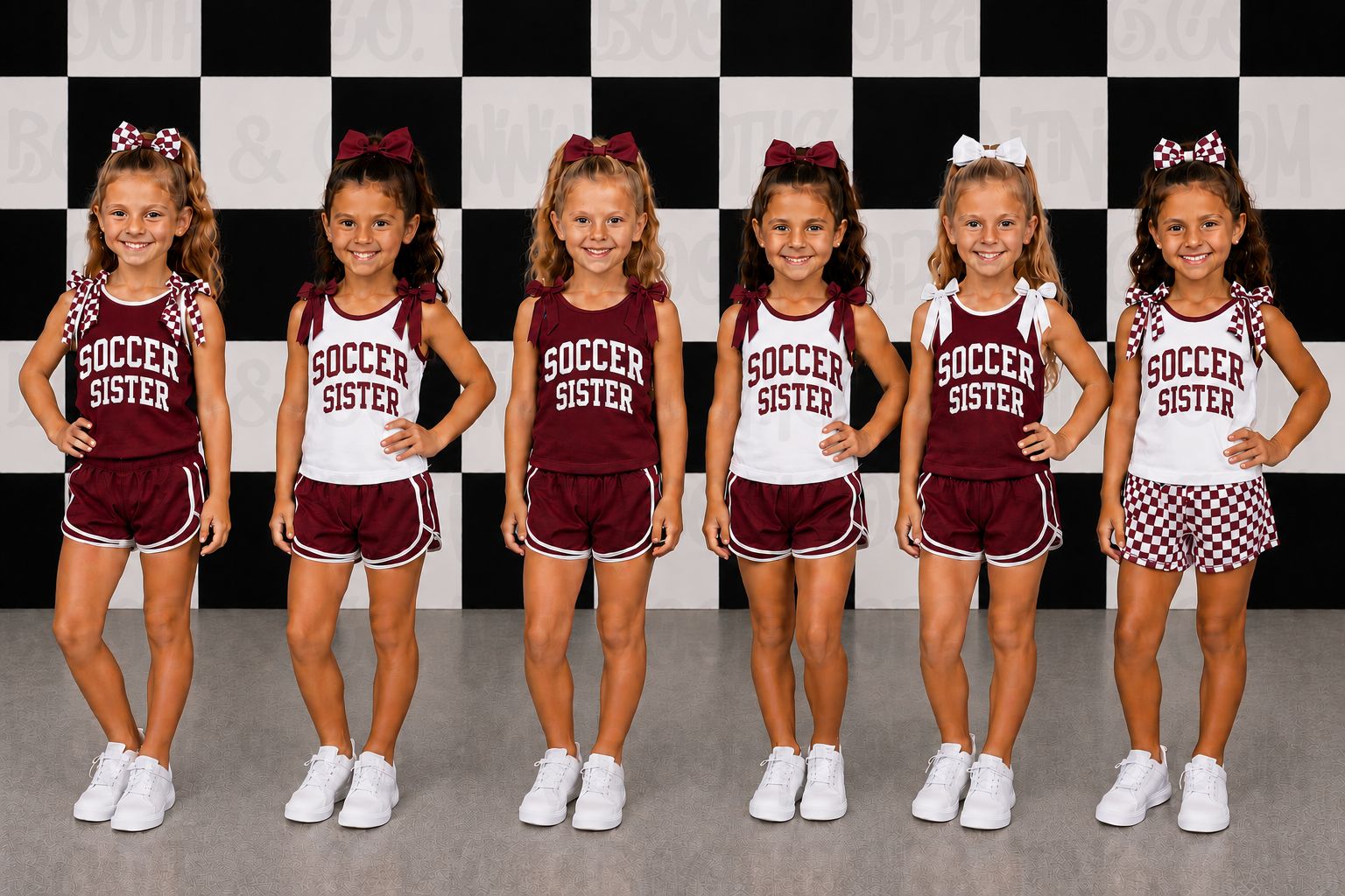 Soccer Sister Bow Set- Maroon and White