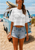 Shell Top Bathing Suit- White