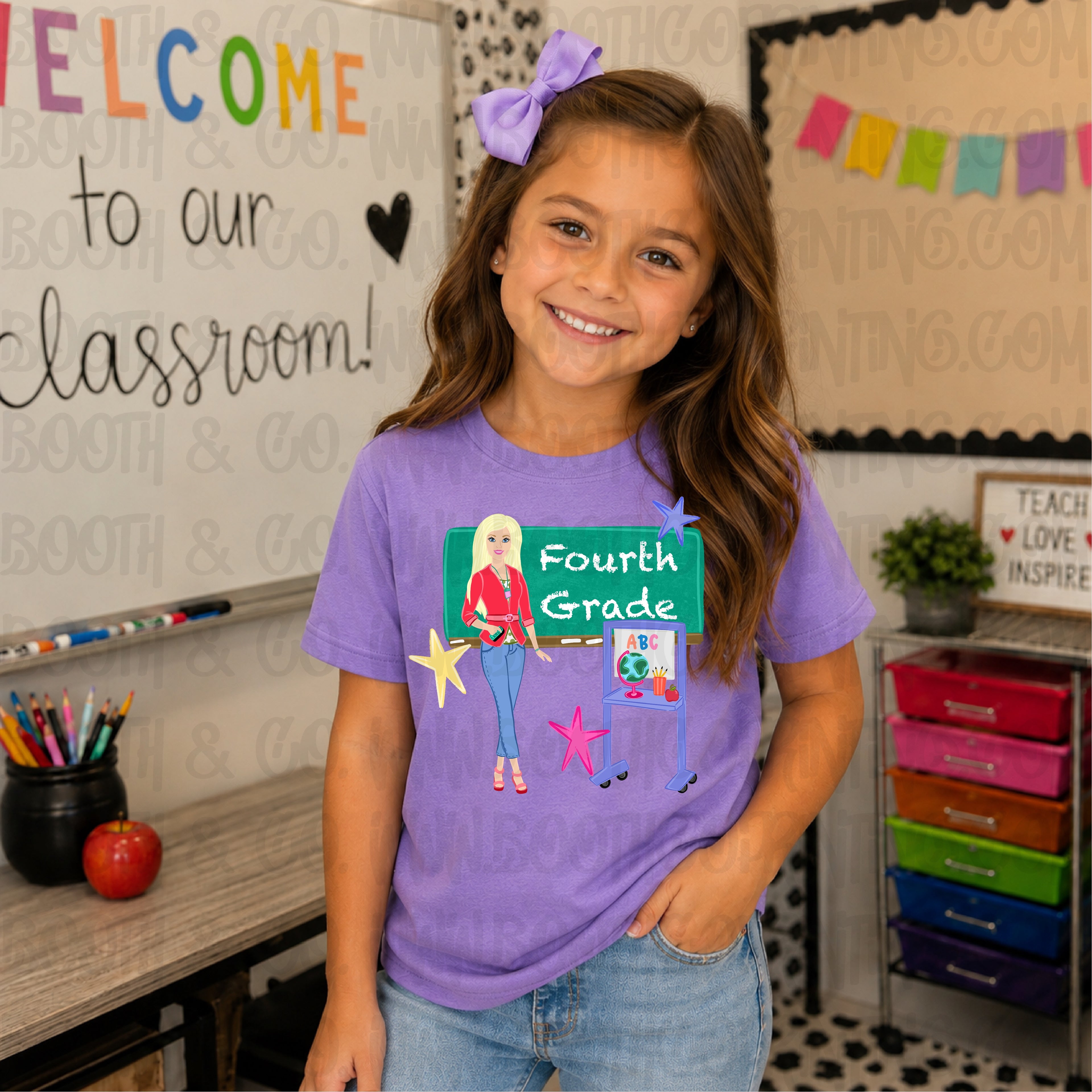 Barbie Chalkboard Grades- Blonde Hair Barbie- Fourth Grade