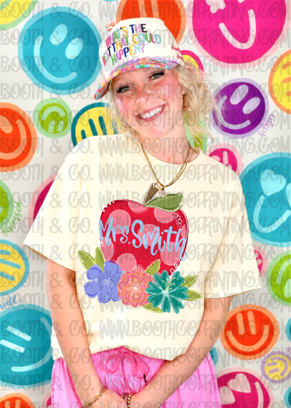 Floral Apple Teacher Name