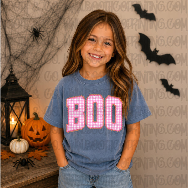 Curved Lace Boo No Bow- pink and orange