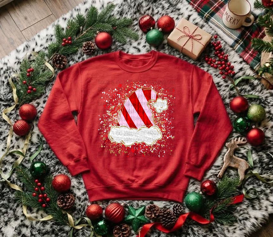 Painted Striped Santa Hat Splatter - Blank