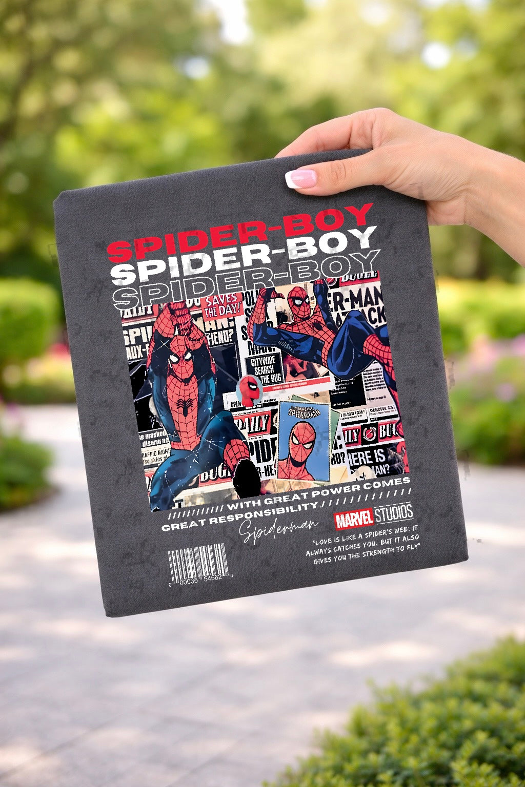 Spider-boy Comic (English)- Back (Black)