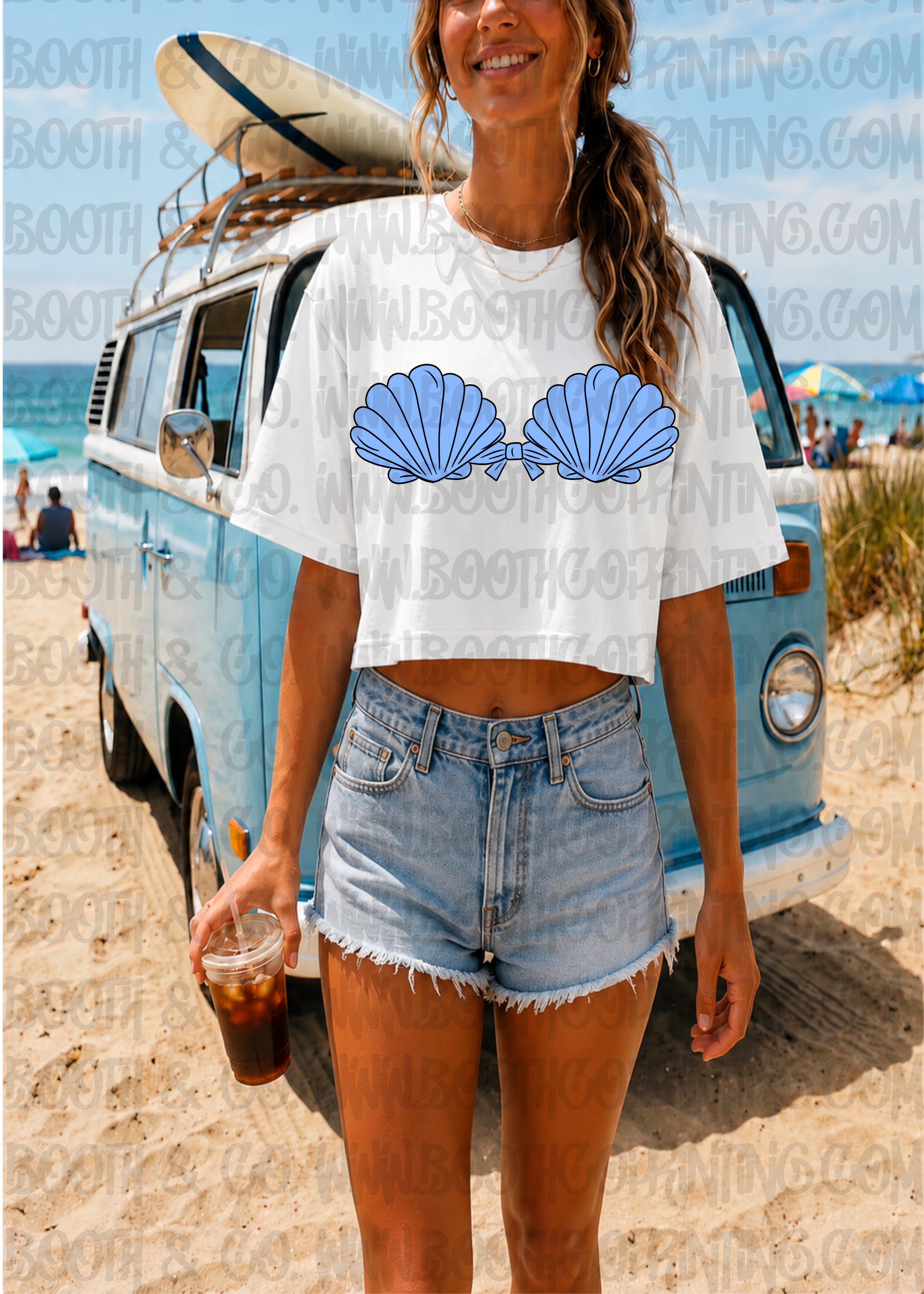 Shell Top Bathing Suit- Carolina Blue