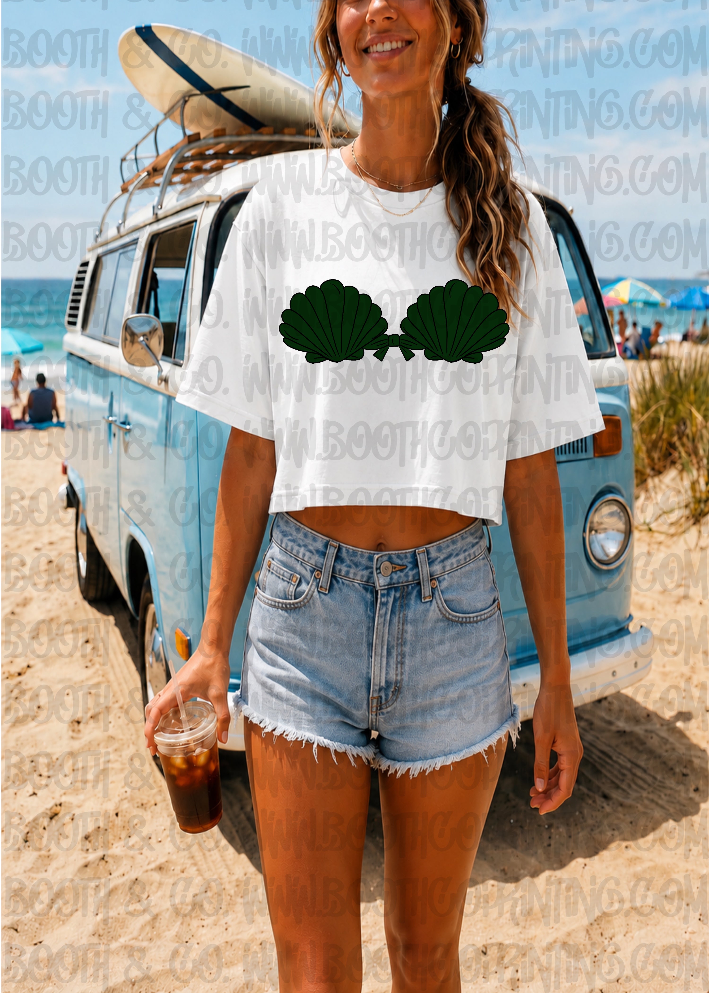 Shell Top Bathing Suit- Forest Green