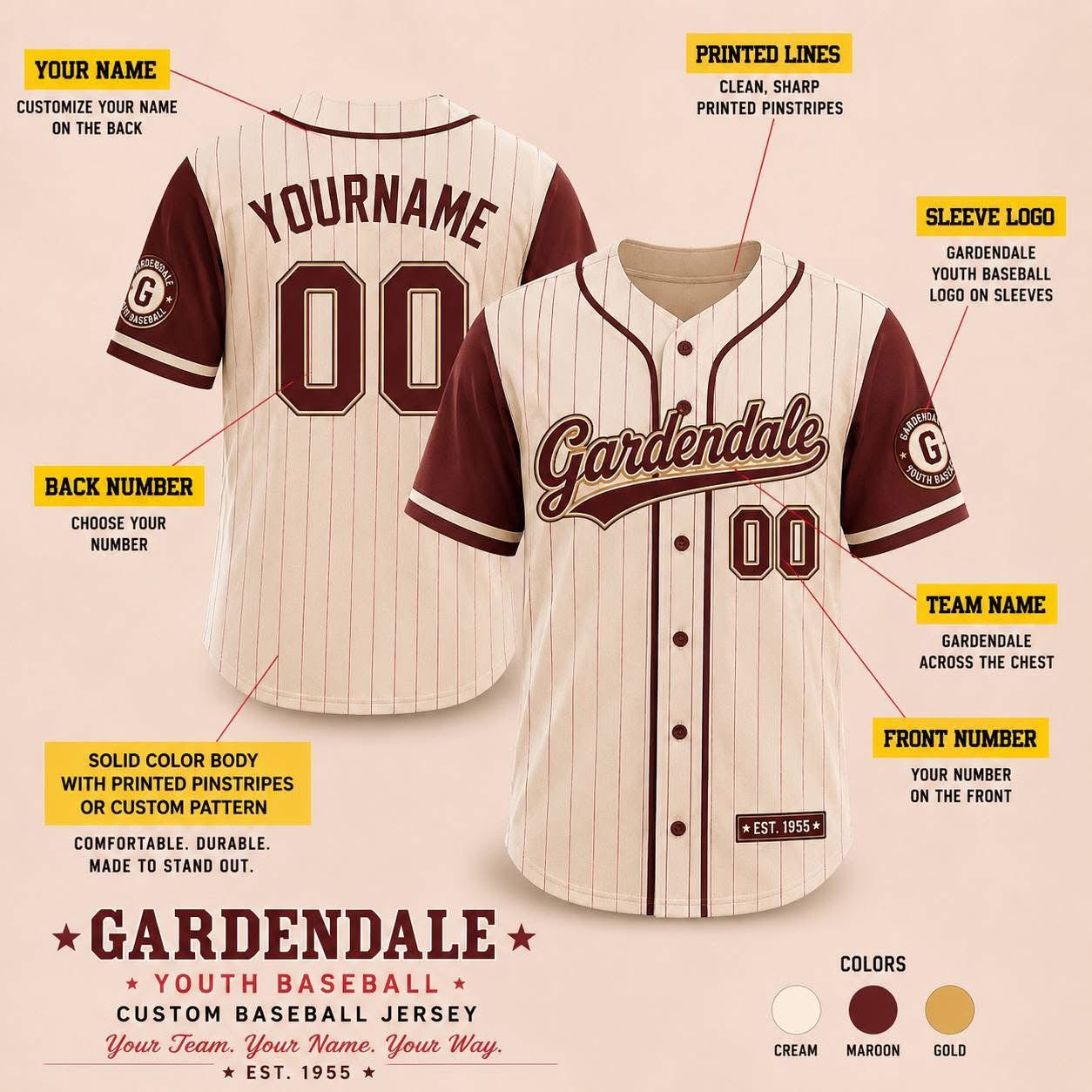 Custom Baseball Jersey Design Mockup