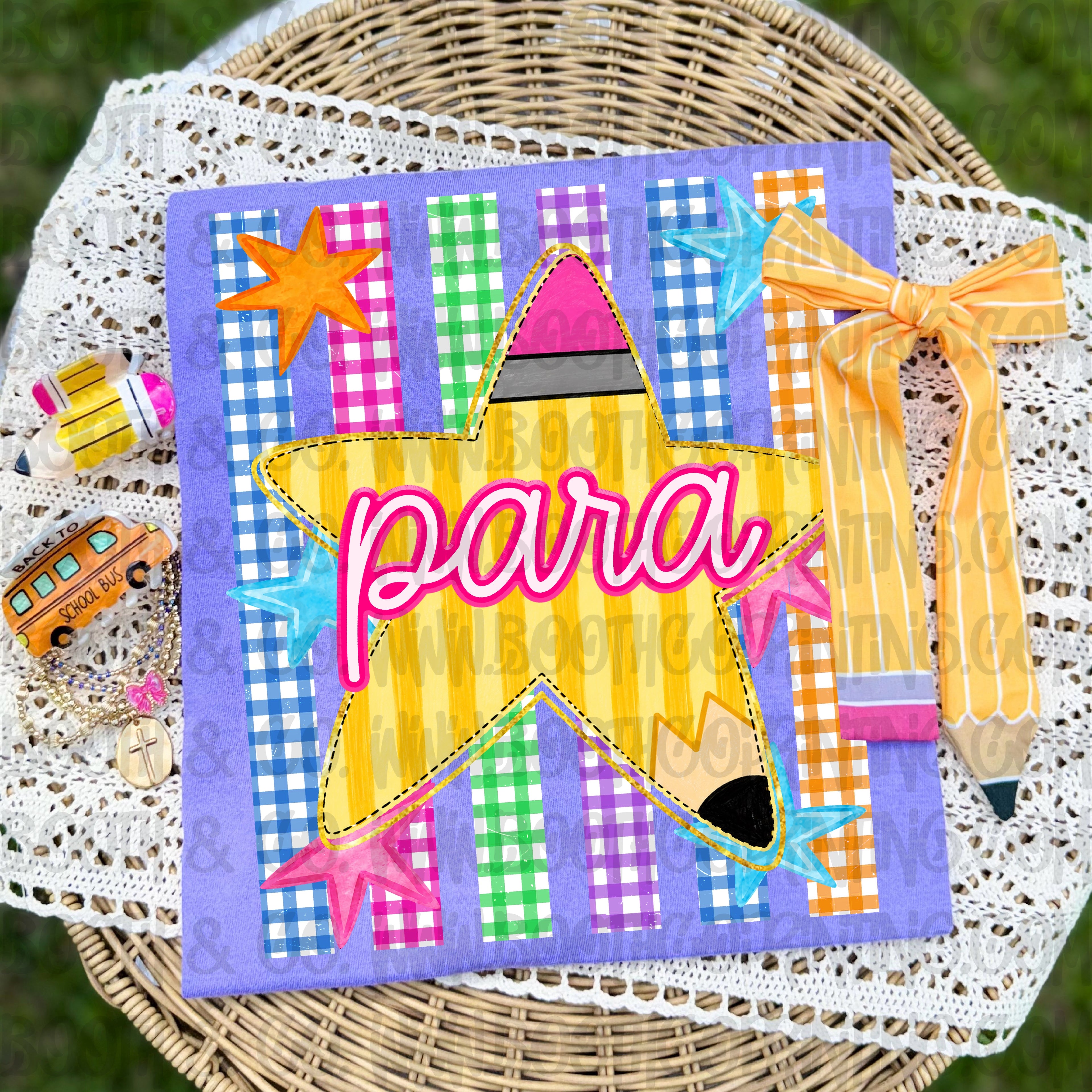 Gingham Star School Plate- Para