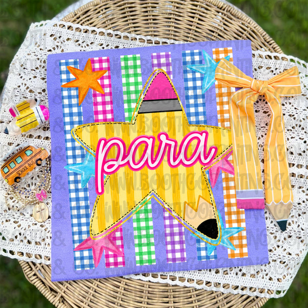Gingham Star School Plate- Para