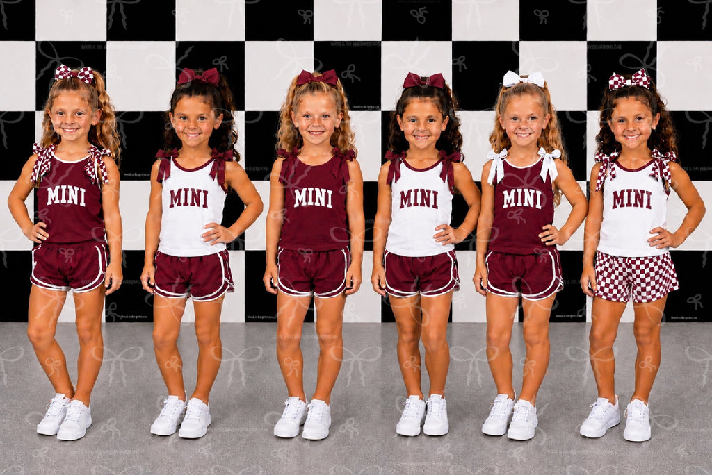 Mini Bow Set- Maroon and White