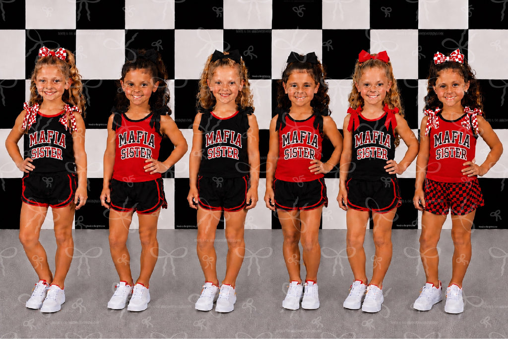 Mafia Sister Bow Sets- Black and Red
