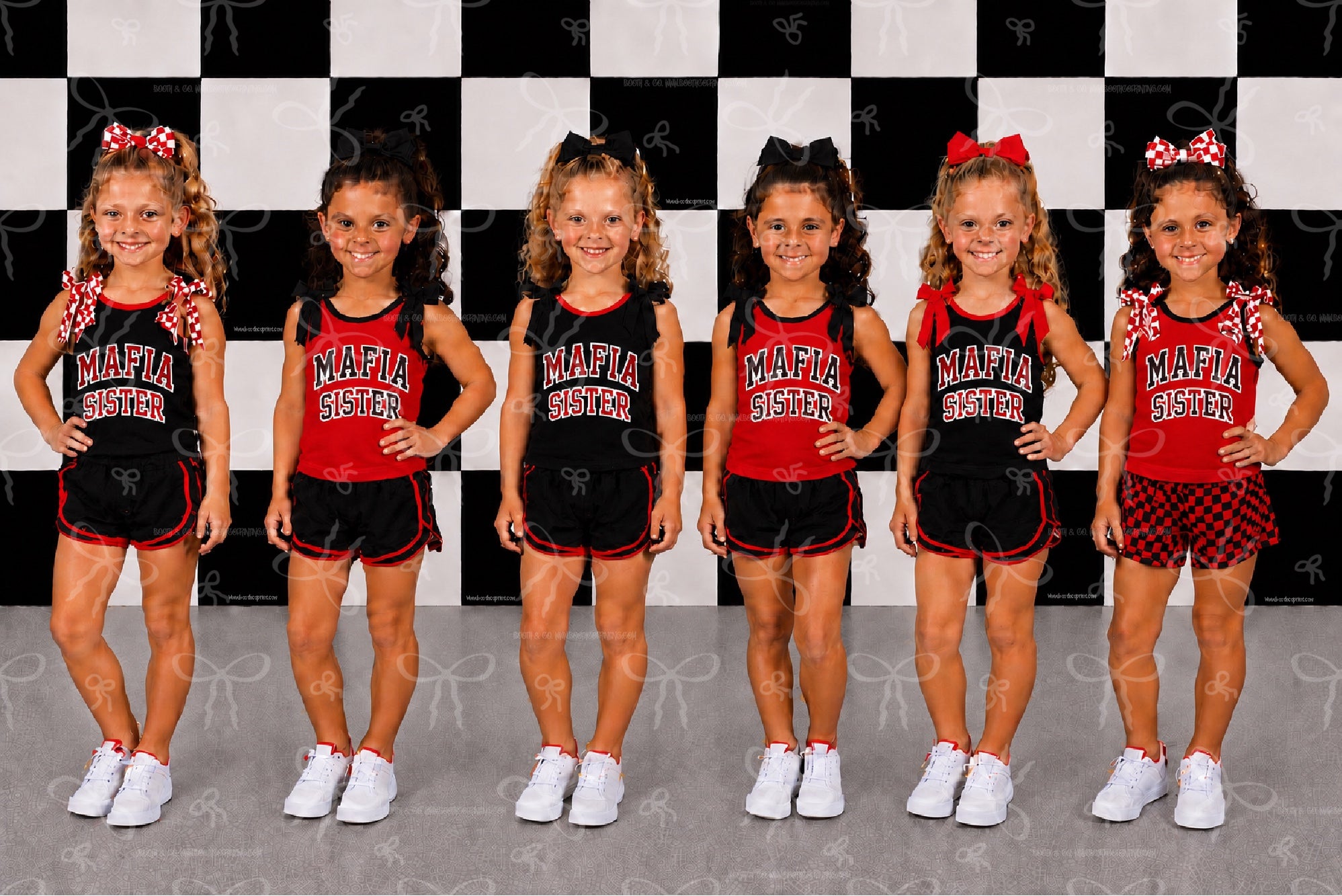 Mafia Sister Bow Sets- Black and Red