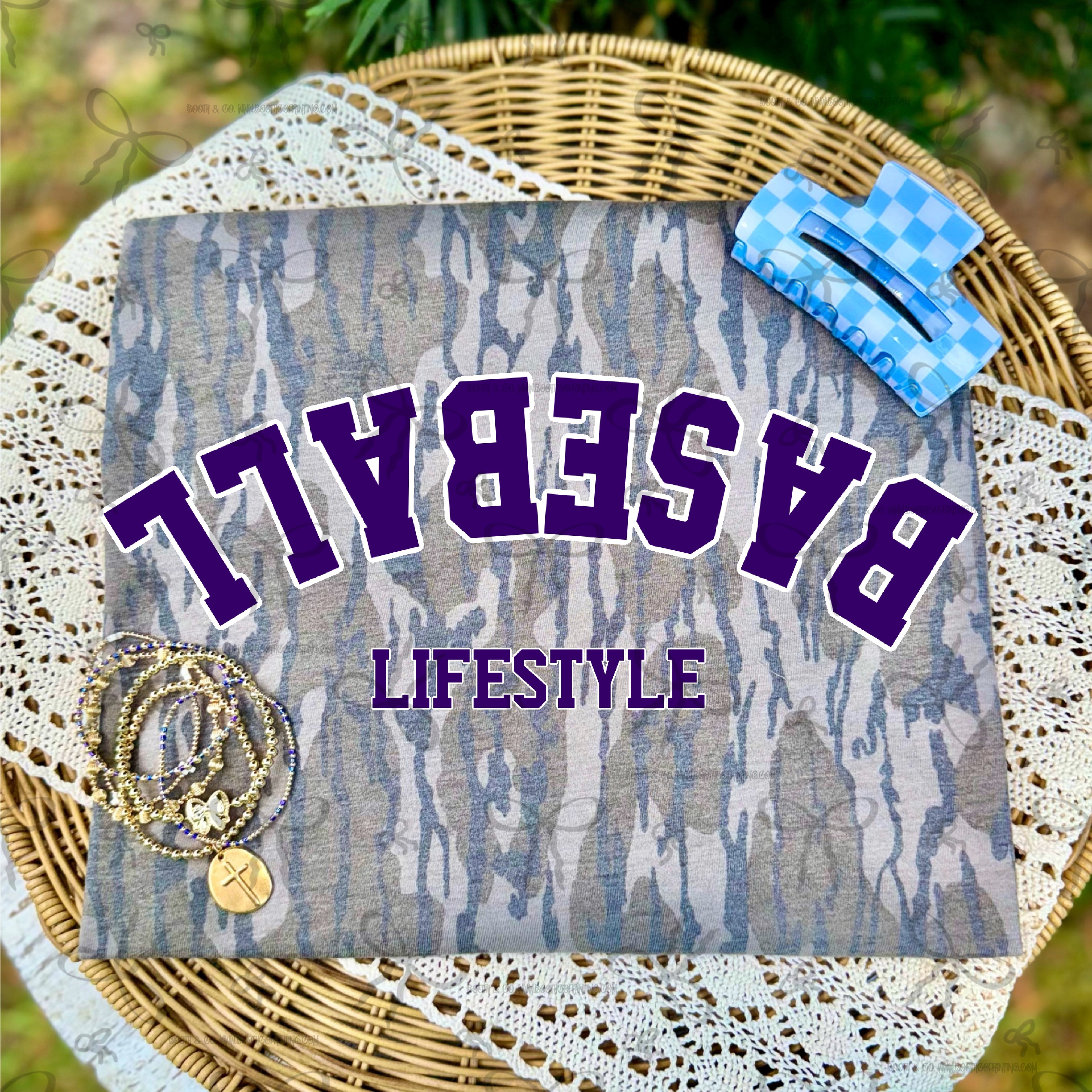 Flip-Flopped Baseball Life- Purple/White