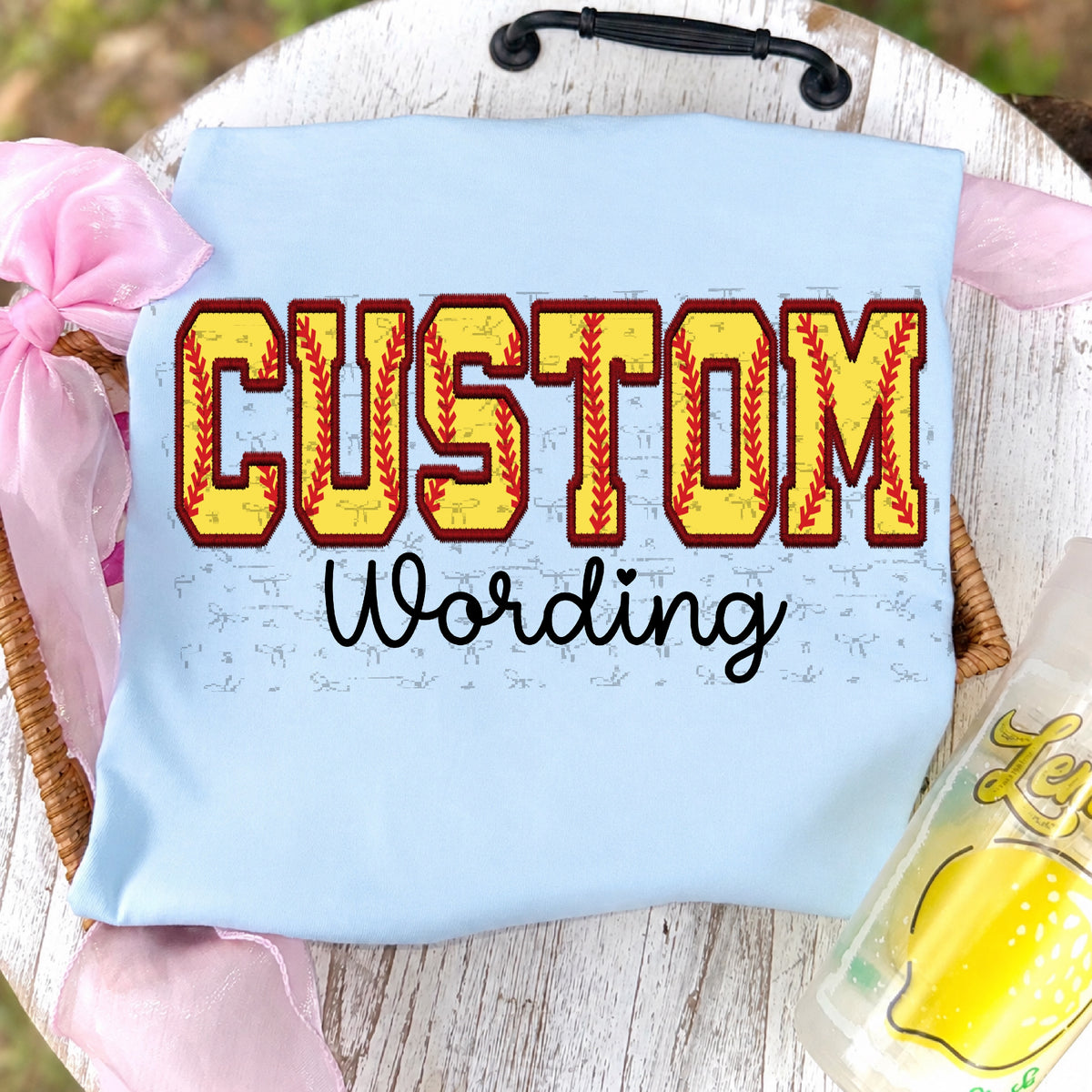 Faux Embroidered Softball Letters- Custom Wording