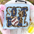 Softball Doodle Letters Polka Dot Cheetah Print-Carolina/Navy Blue