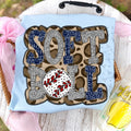 Softball Doodle Letters Polka Dot Cheetah Print-Navy Blue/Gray