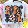 Softball Doodle Letters Polka Dot Cheetah Print-Navy Blue/Orange