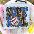 Softball Doodle Letters Polka Dot Cheetah Print-Black/Royal Blue