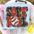 Softball Doodle Letters Polka Dot Cheetah Print-Black/Red