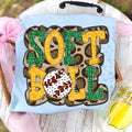 Softball Doodle Letters Polka Dot Cheetah Print-Irish Green/Gold