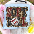 Softball Doodle Letters Polka Dot Cheetah Print-Maroon/Black