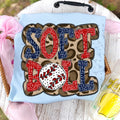 Softball Doodle Letters Polka Dot Cheetah Print-Navy Blue/Red