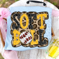 Softball Doodle Letters Polka Dot Cheetah Print-Black/Gold