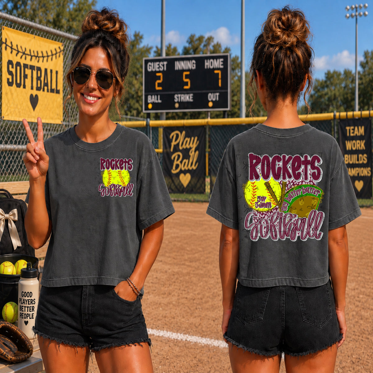 Rockets Softball 3 up 3 down (Back)